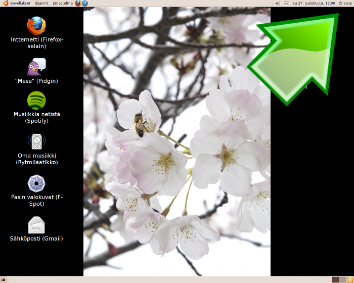 Tiedosto:Sammutus- ja uloskirjautumisvalikon sijainti työpöydällä.png